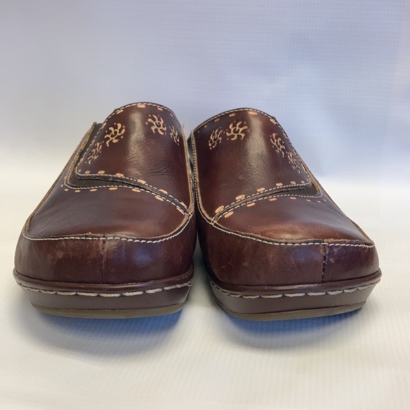 Spring Step L’Artiste brown hand painted clog Chino Clog mule open back comfort - Picture 6 of 16